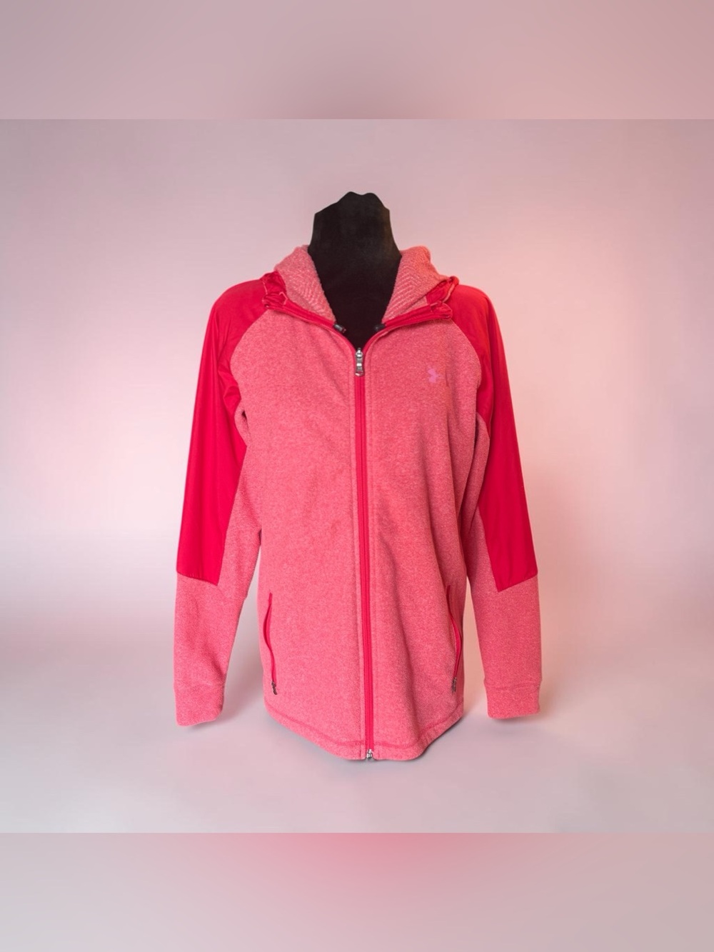 Under Armour Two-Tone Pink Full-Zip Hoodie Cold Gear